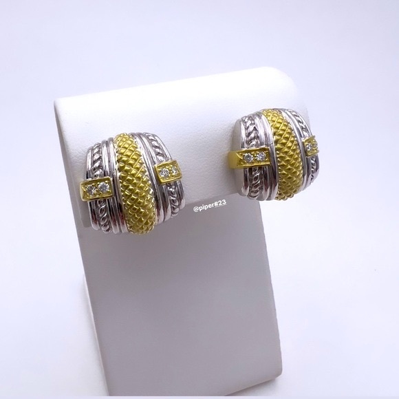 EUC Judith Ripka Vintage JR TWO Couture Diamond Button Earrings - Picture 5 of 13